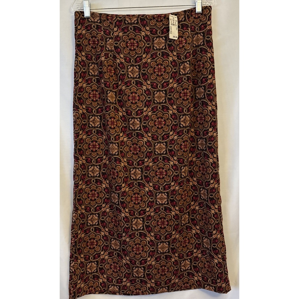 Christopher Banks Womens Maxi Skirt Intricate Red & Brown‎ Pattern Size 10 NWT